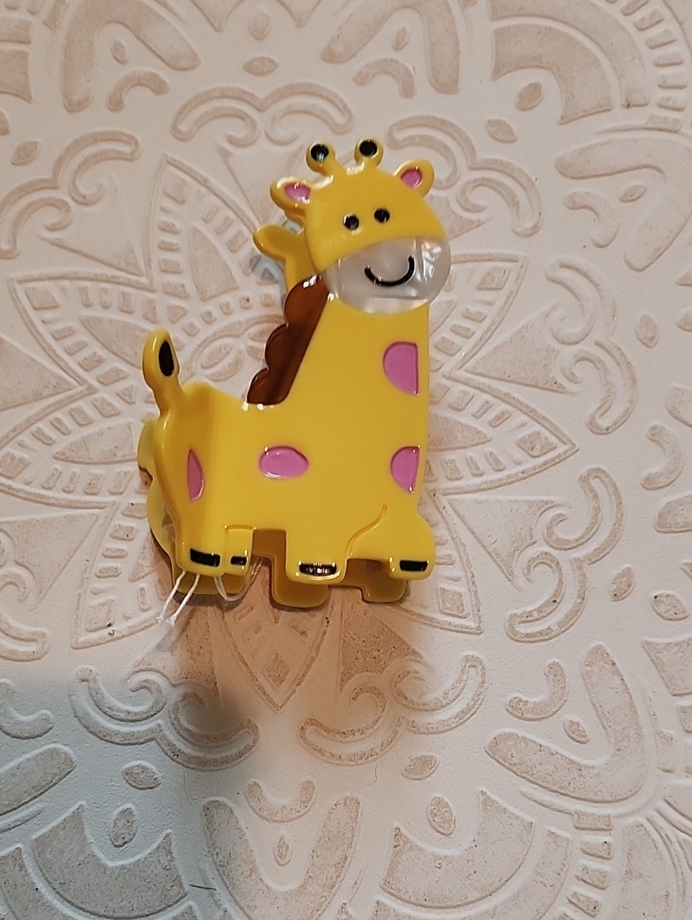 Yellow Pink Spotted Giraffe Acrylic Hair Claw Clip